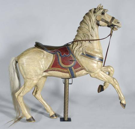 Patriotic Horse - carosel, wooden horse, patriotic horse, white horse