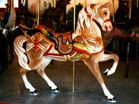 Colorful Carosel Horse - wooden horse, carosel, white horse, colorful horse