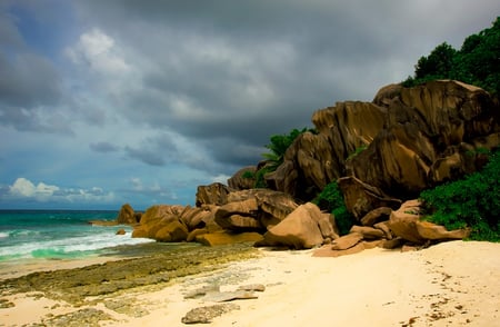 beach - sky, ocean, beach, water, rocks, nature, beautiful, sand, sea