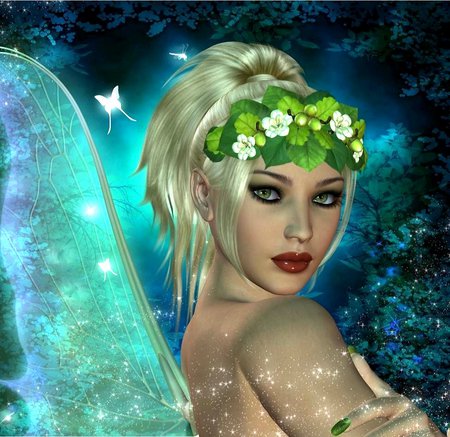 FOREST FAIRY - butterfly, flowers, fairy, forest