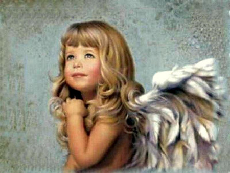 Innocence - girl, white wings, angel, blond hair, child