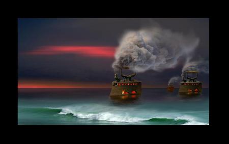 STEAMWORKS - abstract, steam, sea, fantasy, iron, surreal, waves