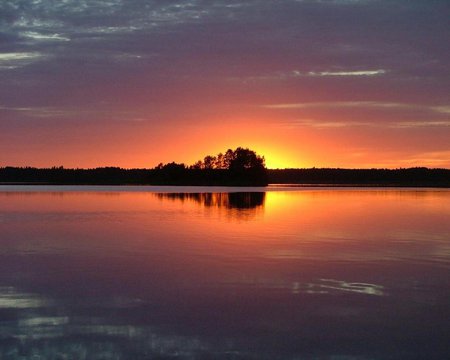 Sunset - lake, water, sunset, sun