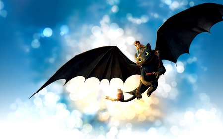 toothless - toothless, hiccup, beautiful, sky