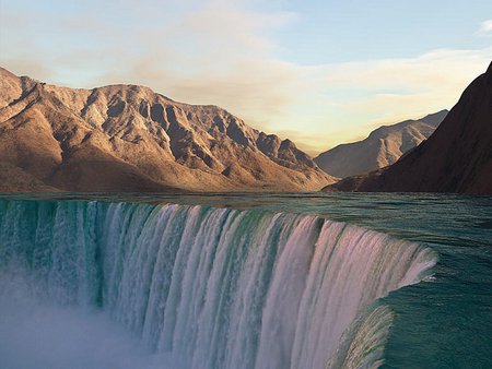 Beautiful Waterfall - water, blue, beautiful, cool, white, waterfall, mountains, peaceful, cloudy, sky