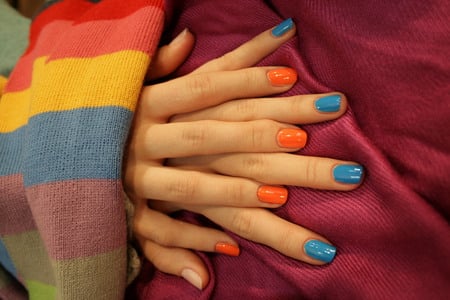 colors - hands, woman, girl, pastel, colors, lacquer, harmony