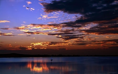 dream - sky, purple, clouds, blue, orange, dream, sunset