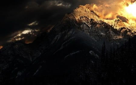 darkness - black, light, mountain, dark