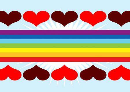 Hearts 'n Stripes - red hearts, love, rainbow, stripes