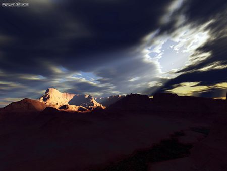 Moon Dog - rays, mountains, sky, sunset