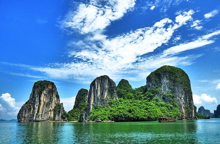 Beautiful place - sky, sea, clouds, green