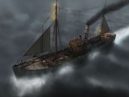 The Mist - water, fog, ship, lost, eerie