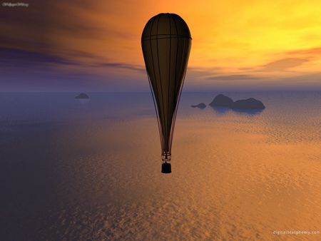 Floating Dream Boat - ballon, heavens, sunset, pleasure