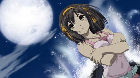 Sad Haruhi - moon, sad, cool, haruhi