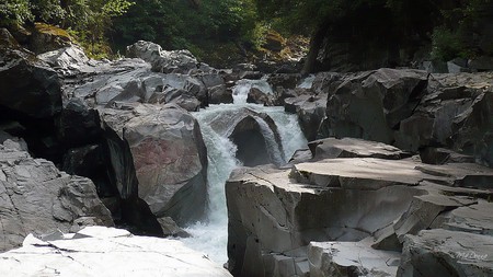 Waterfalls at Granite Falls - falls, water, summer, waterfall, widescreen, washington, rocks