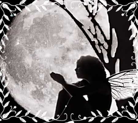 Fairymoon - fairy waiting, fairymoon, fairy, night, full moon