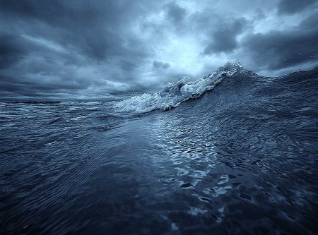 The wave - clouds, motion, blue, rolling, ocean, wave, sky