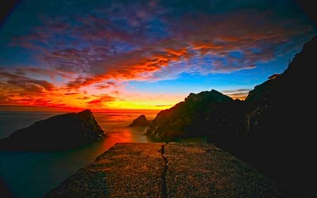 Its About Time's - path, sunset, sea, beauty, rocks, sky