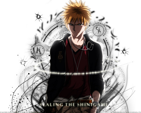 Ichigo Kurosaki - sealing, bleach, kurosaki, orange hair, magic, ichigo, shinigami