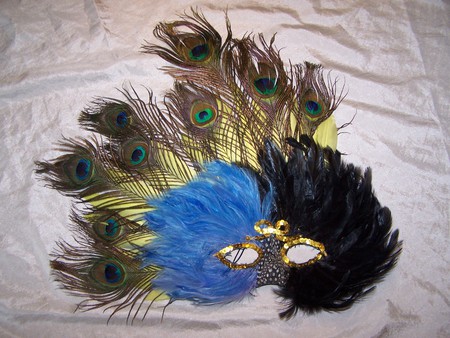 Black and Blue All Over - colorful, mardi gras, feathered, mask