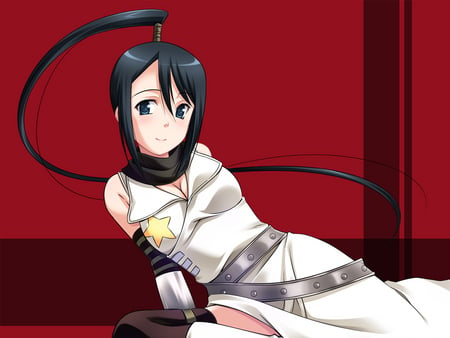 Tsubaki - anime, anime girl, soul eater, dress, girl, tsubaki, red, cute, smiling