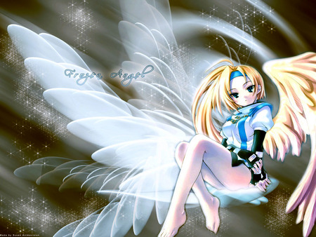 Frozen-angel - anime, fanart, wings, girl, cute, blonde