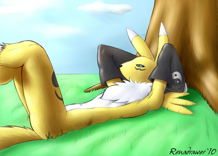 Renamon relaxing - renamon, e, r, n