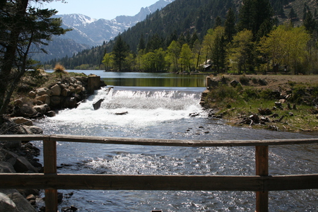 Walking Bridge - evening, mountains, lakes, bridge