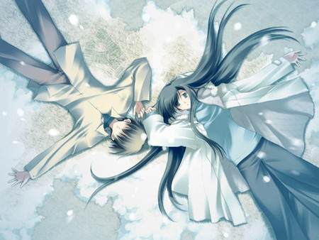 Anime Couple - snow, pretty, anime, couple