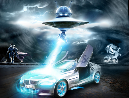 ufo - ufo, abstract, car, cg