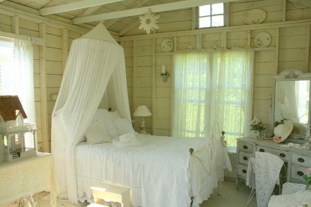 My Cottage Bedroom - elegance, bed, beautiful, lace, breeze