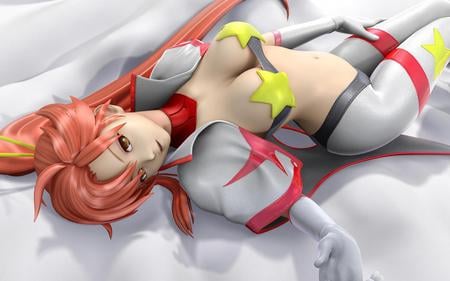 â˜… 3D-Yoko â˜… - nice, beauty, hot, anime girl, yoko, pretty, cute, sexy, stars, beautifull, long hair, red hair, gurren lagenn, abstract, red, 3d, babe