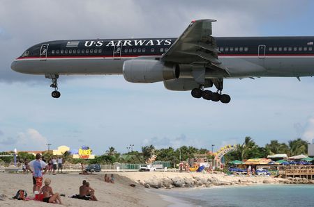 St Maarten Landing - island, airliner, beach, st maarten