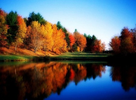 Nature landscape - nature, colorful, lake, autumn