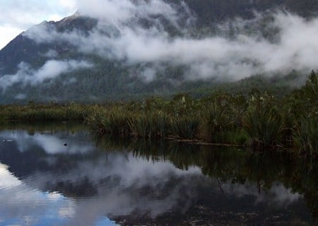 Mirror lake - lake, mirror, mountain, new zealand