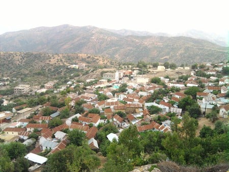 village - wide, houses, people, nature