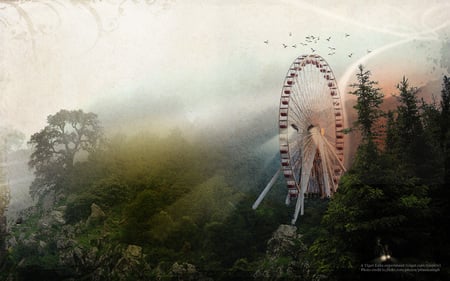 Carnival In The Wilderness - ferris wheel, wilderness, forest, carnival