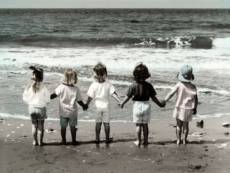 Childhood Memories - beach, children, sea, waves