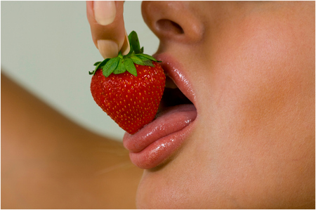 strawberry - woman, strawberry, sexy, people, girl, lips, delicious, wallpaper, model, fruit, mouth, face, beautiful