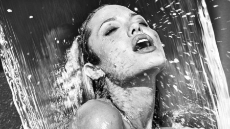 all wet - face, pretty, black, water, model, beautiful, actress, neck, white, mouth, lips, sexy, wet, angelina jolie