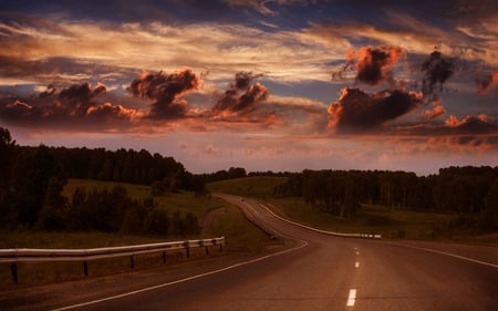 Highway - road, highway, trees, car