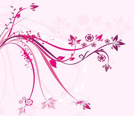 Pink vines - wispy, pink, leaves, design, vines