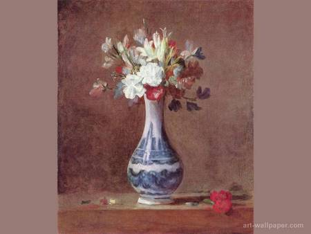 Soft Florals - flowers, painting, arrangement, blue white vase