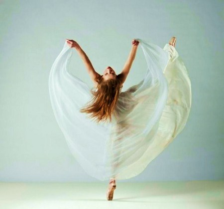 Dance like no one is watching - woman, freedom, motion, filmy white dress, long hair, dancing