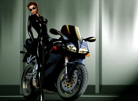 cool motorcycle - cool, motor, woman, blue