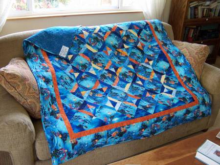 Dolphin Quilt - quilt, dolphin, color, blue