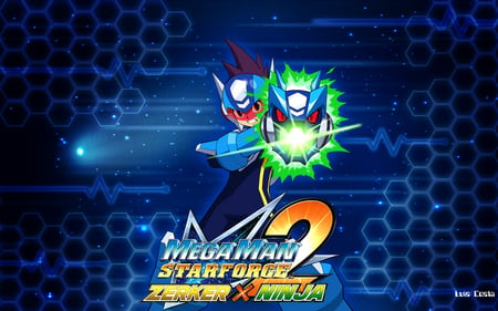 megaman - omega xis, megaman, blue, shot