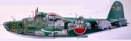 Kawanishi h8k2_cutaway - combat, japon, airplane, military