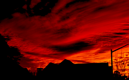 Georgia Sunset - sky, houses, georgia, red