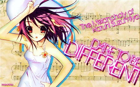 DARE TO BE DIFFERENT - anime, the melancholy of haruhi suzumiya, haruhi, cool